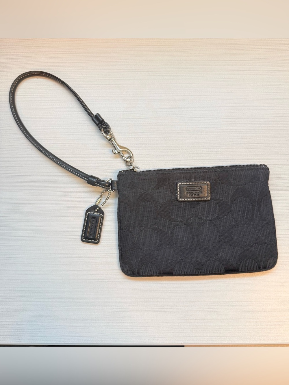 Coach Black Signature Canvas Wristlet